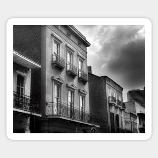 522 Bourbon Street In Black And White Sticker